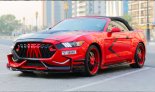 Red Ford Mustang EcoBoost Convertible V4 2018 for rent in Dubai 3